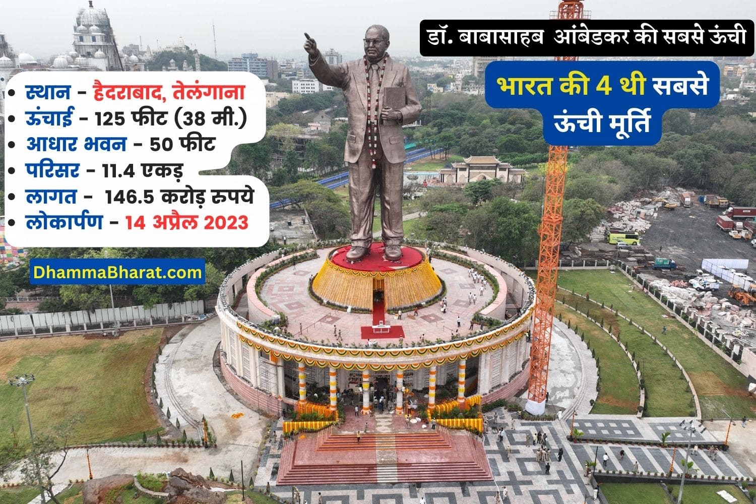 125 feet Dr Ambedkar statue in Hyderabad Telangana