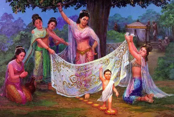 Mother Mahamaya giving birth to Buddha