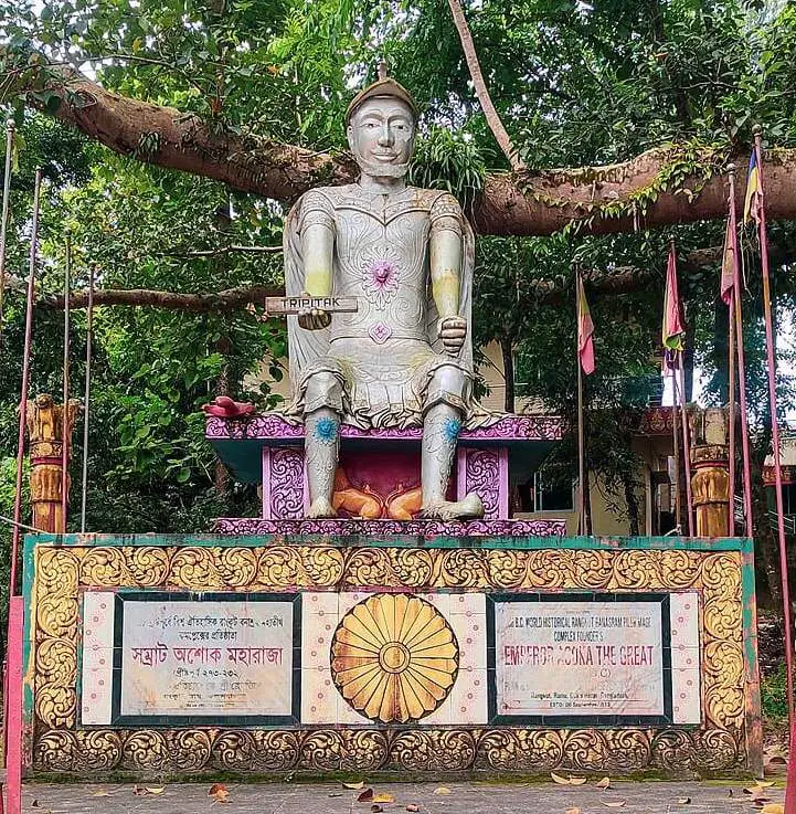 Statue of Emperor Ashoka at Rangkut Banasram Pilgrimage Monastery, Cox's Bazar District, Chattogram Division, Bangladesh